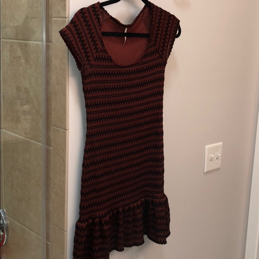 Free People Brown and Black Mini Dress